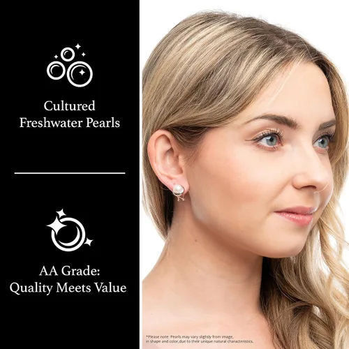 Miniatura 2 de Splendid Pearl Pendientes de plata de ley 925 con clip francés Omega 0.512in perlas cultivadas de agua dulce