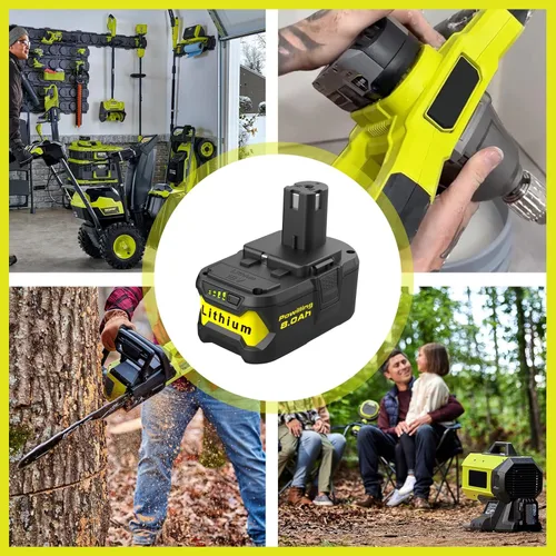 Miniatura 6 de Powilling Paquete de 2 baterías P108 mejoradas de 8.0Ah para batería Ryobi de 18 V, baterías de 18 voltios para herramientas inalámbricas Ryobi One