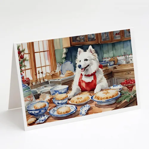 Miniatura 173 de Caroline's Treasures DAC3884GCA7P Paquete de 8 tarjetas en blanco de Navidad con galletas de husky siberiano Tarjetas de felicitación con sobres