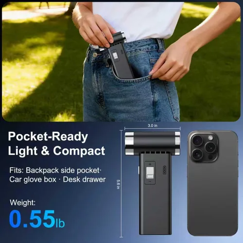 Miniatura 2 de Mini plumero eléctrico ultrafino de aire comprimido de 150,000 rpm, súper potencia, plumero de aire inalámbrico recargable, potente flujo de aire