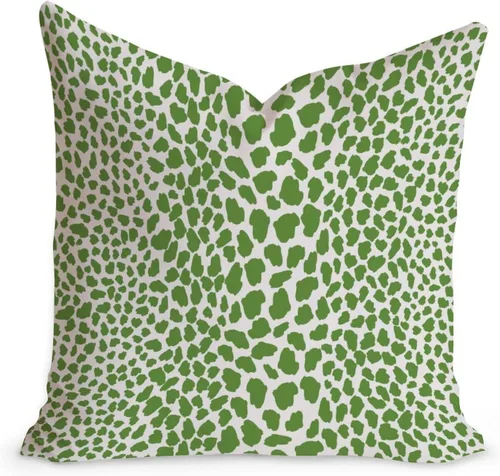 Miniatura 18 de Funda de cojín decorativa con estampado de guepardo verde peridoto para sofá, funda de almohada verde crema con estampado de leopardo con A-16
