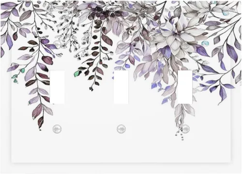 Miniatura 133 de Cubierta decorativa para interruptor de luz, diseño de pájaros y flores florales en blanco y negro, 2 bandas, cubierta decorativa para pared, placa