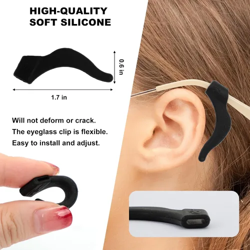 Miniatura 6 de 16 pares de agarraderas de silicona para las orejas, retenedores antideslizantes para gafas, gafas de sol y lentes de lectura, ajuste cómodo y seguro