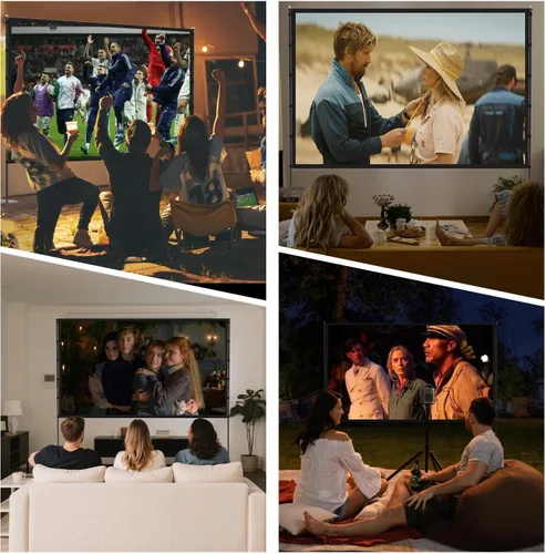 Miniatura 6 de STWUI Pantalla de proyector con soporte, pantalla de proyector para exteriores de 100 pulgadas, pantallas de proyector portátiles 16:9 4K HD