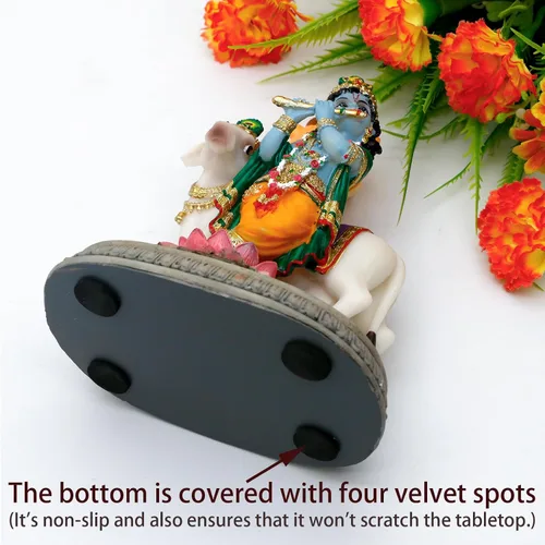 Miniatura 6 de BangBangDa Estatua de ídolo del señor indio Krishna – 5.7 pulgadas de alto, murit de dios hindú Krishna para el templo del hogar, Puja Diwali