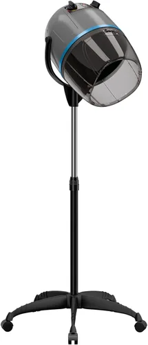 Miniatura 10 de Secador de pelo profesional de 1300W ajustable con capucha, de pie, base giratoria, con ruedas, para salón. Negro