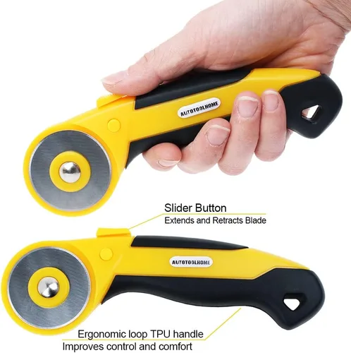 Miniatura 3 de Cortador giratorio de 45 mm Cortador automático de tela con cuchillas de cambio rápido y traba de seguridad para acolchado, costura, manualidades