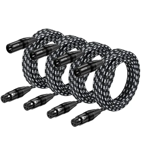 Miniatura 10 de EBXYA Paquete de 4 cables XLR de 6 pies, cable de micrófono XLR trenzado de alta calidad macho a hembra, 3 pines, cables de micrófono equilibrados