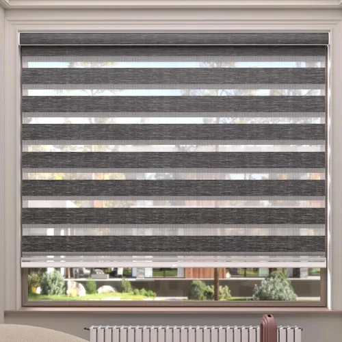 Miniatura 34 de MYshade Persianas enrollables de cebra opacas (85 %) con cordón para ventanas interiores, persianas de doble capa beige para dormitorio, baño, sala
