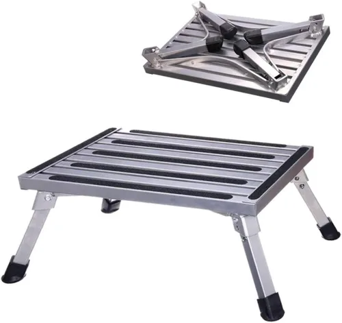 Plataforma portátil para escalones de caravana, patas de goma antideslizantes y plegables, capacidad de carga de 330 libras, escalera duradera,