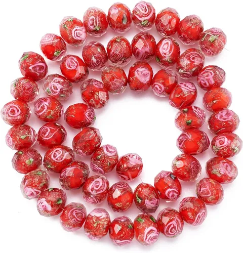 Miniatura 10 de Craftdady 96 cuentas de cristal redondas con arena dorada, 24 estilos hechos a mano que brillan en la oscuridad, cuentas espaciadoras sueltas