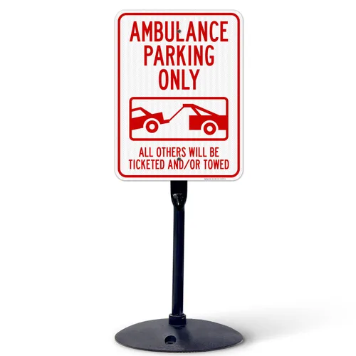 Miniatura 16 de Letrero de ambulancia "Parking Only All Others Will Be Ticketed y/or Towed", 12 x 18 pulgadas, 3M EGP reflectante aluminio .063, resistente a