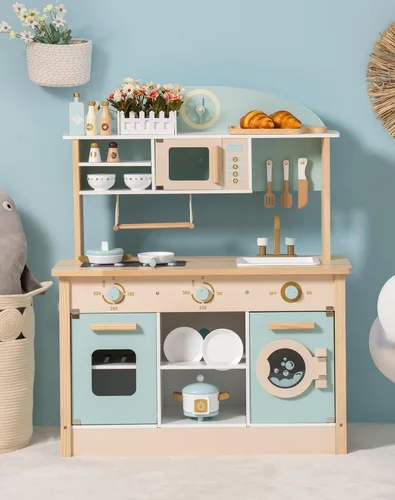 Miniatura 6 de ROBOTIME Cocina de madera para niños, juego de cocina de juguete para niños, juego de cocina con muchas características de juego, juego de cocina