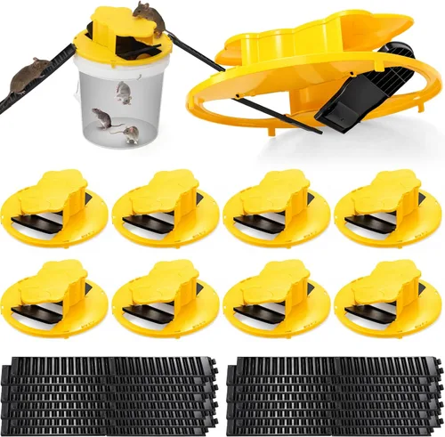 Miniatura 8 de Qualirey Trampa para ratones con tapa de balde de 5 galones, trampas reutilizables para ratones y ratas, trampas para ratones y ratas, trampas