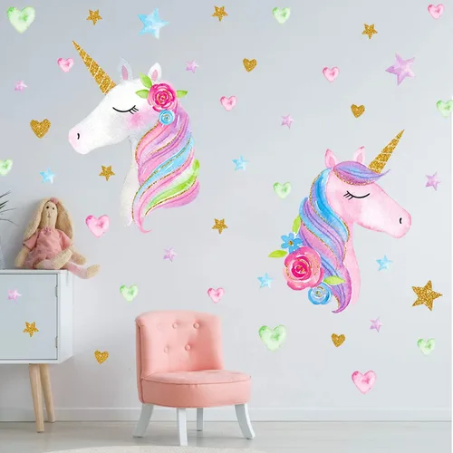 Miniatura 3 de Adhesivo de Pared de Unicornio, Adhesivo de Pared de Unicornio de Tamaño Grande para Decoración de Dormitorio de Niñas, Fiesta de Cumpleaños