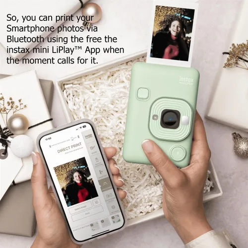 Miniatura 6 de Paquete de cámara instantánea híbrida Fujifilm INSTAX Mini LiPlay con 20 hojas de película Fujifilm INSTAX Mini, tarjeta microSD de 32GB, cable