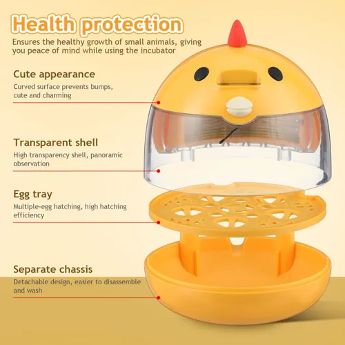 Miniatura 5 de TOYANDONA Incubadora de 5 huevos con control automático de temperatura y humedad - Incubadora pequeña para aves con ventilación de aire y ovoscopio