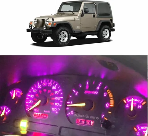 Miniatura 4 de WLJH Panel de instrumentos blanco racimo velocímetro medidor tacómetro odómetro temperatura aceite indicador luz LED paquete para Jeep Wrangler TJ