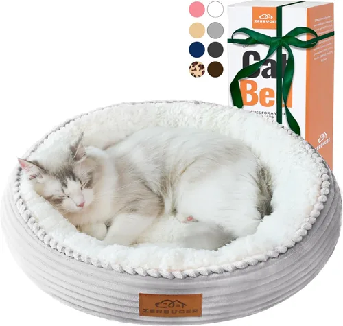 Miniatura 24 de Zerbuger Camas lavables de 20 pulgadas para gatos de interior, cama redonda en forma de dona para mascotas, para gatos, perros pequeños, cachorros