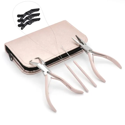 Chocho - Herramientas profesionales de extensión de cabello, kit de cuentas de acero inoxidable, juego de alicates para cerrar y quitar cuentas de