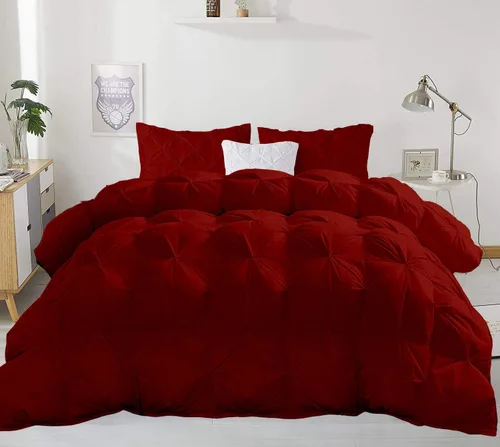 Miniatura 23 de Juego de edredón plisado para todas las estaciones, 21.16 oz/m², 3 piezas (edredón + 2 fundas de almohada), relleno de edredón de algodón egipcio