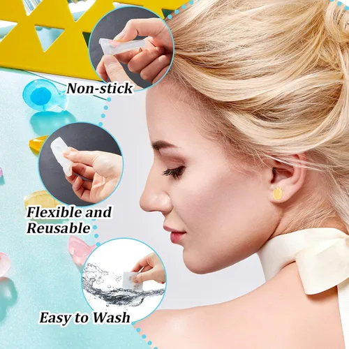 Miniatura 3 de Geiserailie 22 piezas de aretes de resina, diminutas joyas de silicona, moldes de fundición epoxi con aretes de acero inoxidable y parte trasera