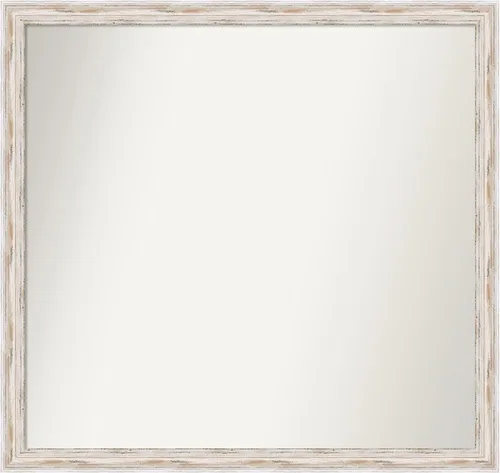 Miniatura 448 de Amanti Art Espejo de baño blanco para sobre el fregadero, 30 x 35 pulgadas, espejo de tocador rectangular estrecho de Eva de oro blanco, marco