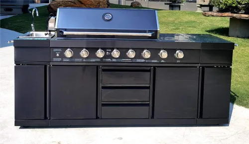 Miniatura 6 de Parrilla de cocina de acero inoxidable 3 en 1 negro para barbacoa al aire libre, isla de cocina, gas licuado de gas licuado de gas licuado de gas
