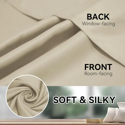 Miniatura 3 de Cortinas opacas extralargas con ojales, de 132 pulgadas de largo, cortinas para techos altos para sala de estar y loft (1 panel, beige, 52"x132")