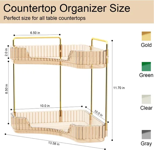 Miniatura 3 de GTI Organizador de maquillaje de 2 niveles, organizador de encimera de baño de gran capacidad, organizador de perfumes, cosméticos para el cuidado