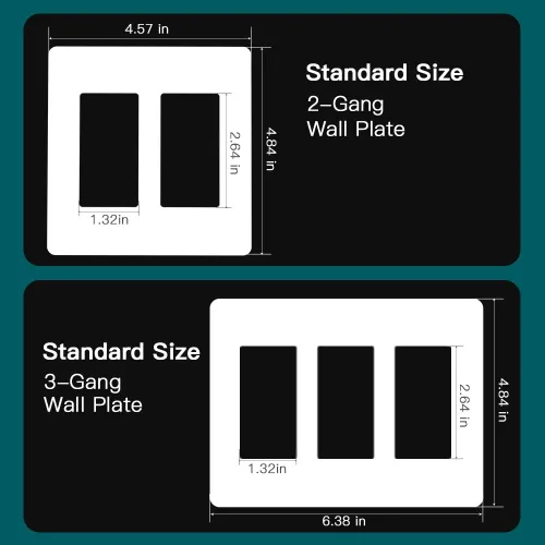 Miniatura 6 de TREATLIFE Placas de pared decorativas sin tornillos, placa de interruptor de luz de 2 segmentos de tamaño estándar, cubiertas de tomacorrientes