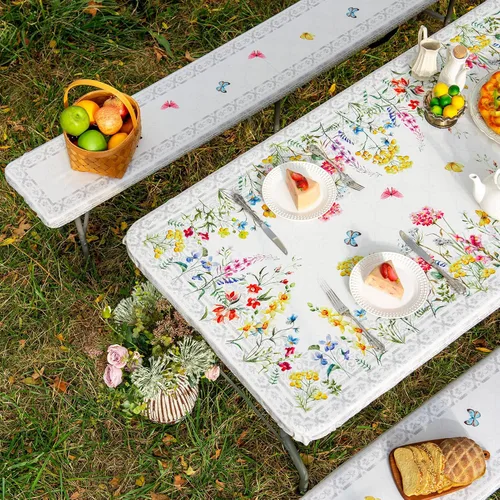 Miniatura 9 de ARTABLE Fundas para mesa de pícnic, bordes elásticos, rectangulares ajustadas, mesas de 6 pies, impermeables, juego de 3 piezas para camping, viaje