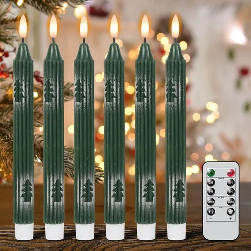 Miniatura 20 de Wondise Velas Cónicas Sin Llama con Control Remoto Temporizador, Candelabros Rojos Cerosos Reales a Batería Velas LED de Mecha 3D para Decoración