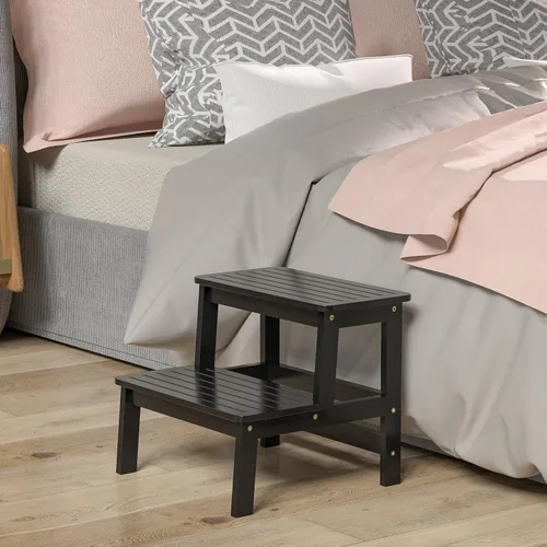 Miniatura 4 de Domax Taburetes de madera de bambú para niños, taburete para niños pequeños, para lavabo de baño, cama alta, inodoro, cocina, taburete de madera
