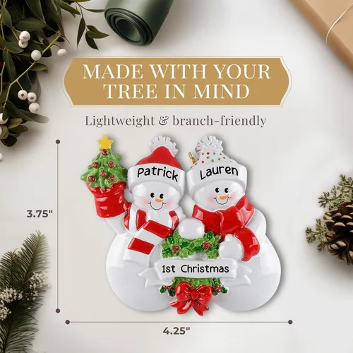 Miniatura 4 de Adorno personalizado para pareja 2025 Personalización gratuita las 24 horas Adornos de Navidad de muñeco de nieve grabados con láser para árbol