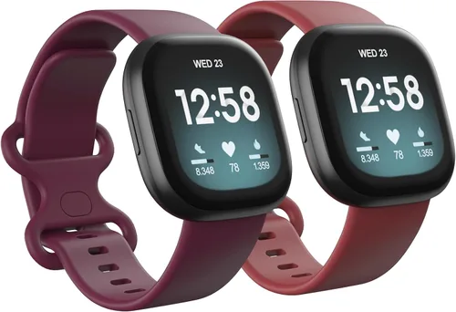 Miniatura 11 de Paquete de 2 bandas impermeables compatibles con Fitbit Versa 3/Fitbit Versa 4/Fitbit Sense/Sense 2, pulseras deportivas clásicas de repuesto suaves