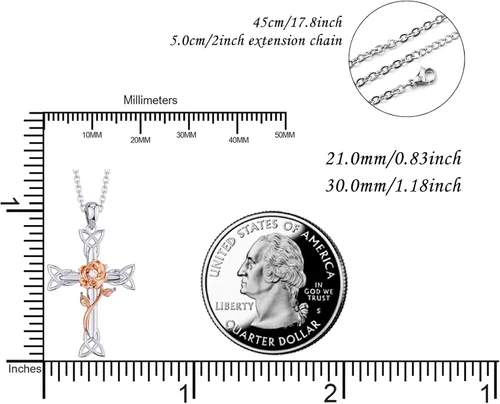 Miniatura 6 de Distance Collar de cruz para mujer, plata de ley 925, collar con colgante para niñas, mamá, esposa, regalo para el día de la madre o cumpleaños