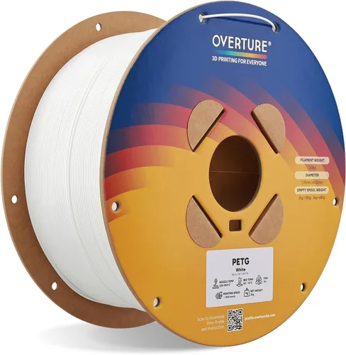 Miniatura 44 de OVERTURE - Filamento PETG de 1/16 de pulgada (1.75 mm) para impresora 3D y FDM, bien enrollado, duradero, carrete de 4.4 libras, dureza firme