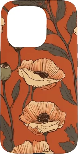 Miniatura 14 de iPhone 16 Floral Pattern Poppies Terracotta Poppy Flower Case