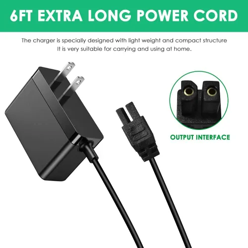 Miniatura 4 de Mrgru Cargador de repuesto para HJ604C-CHRG compatible con cortacésped eléctrico Sun Joe HJ604C HJ605CC Fuente de adaptador de corriente