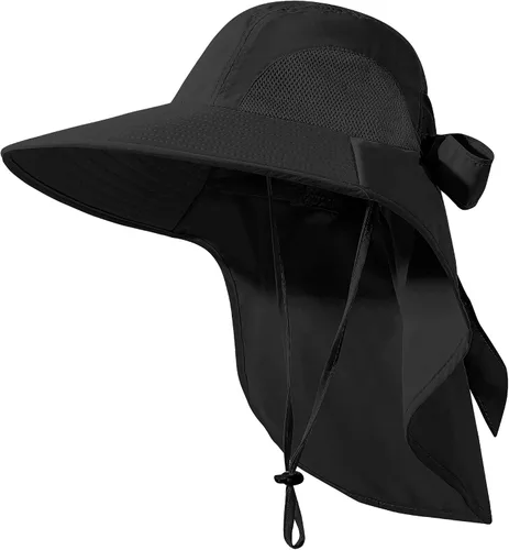 Miniatura 11 de Sombrero de mujer con protección UV, plegable, impermeable, de ala ancha, tipo cubo, con solapa para el cuello para verano, playa, pesca, senderismo