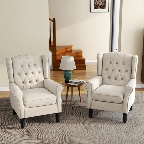 Miniatura 4 de Silla decorativa de respaldo alto, sillón tapizado de tela, silla con respaldo alado para sala de estar, cómodo sofá individual, asiento de lectura