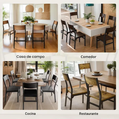 Miniatura 7 de Juego de 6 sillas de comedor Feonase, sillas de cocina modernas con respaldo ergonómico, tablero de MDF y patas de metal, sillas de cena