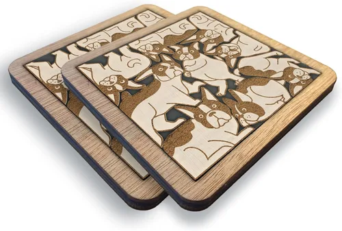 Miniatura 6 de 02 Posavasos de Perro Beagle - Juego de Posavasos de Madera con Rompecabezas de Perro Beagle - Posavasos Entrelazados tipo Rompecabezas con Diseño