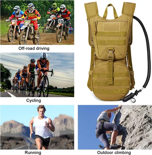 Miniatura 8 de G4Free Mochila de hidratación táctica militar con vejiga mejorada de 3L para senderismo, correr, ciclismo Canela