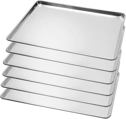 Miniatura 16 de BIEAMA Paquete de 12 bandejas para hornear de tamaño medio, bandeja comercial de aluminio para horno, congelador, panadería, hotel, restaurante, 13