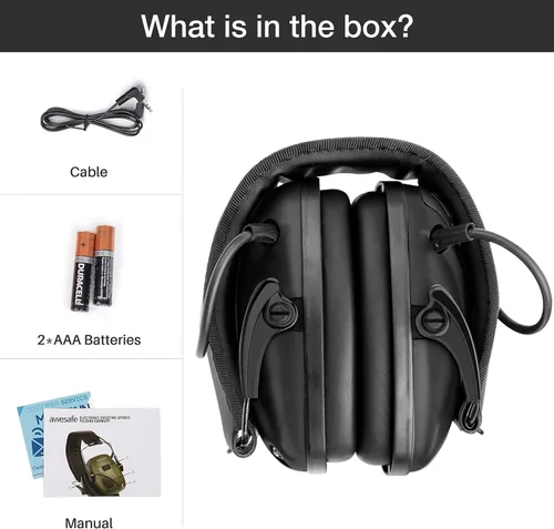 Miniatura 6 de awesafe Protección auditiva electrónica de disparo-NRR 24dB Auriculares de reducción de ruido para caza y uso en rango de armas Blcak