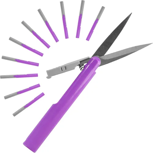 Miniatura 45 de JubileeYarn - Tijeras de viaje portátiles, estilo pluma, color morado, 1 par
