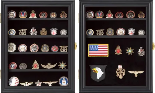 Miniatura 2 de Verani Vitrina para Exhibición de Medallas Paquete de 2 – Caja de Sombra para Exhibición de Monedas de Desafío Militar – Gabinete de Exhibición