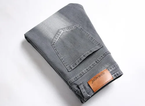 Miniatura 5 de Jeans elásticos ajustados para hombre, jeans ajustados rasgados para hombre, pierna recta, cómodos, cintura flexible, pantalones de mezclilla tipo